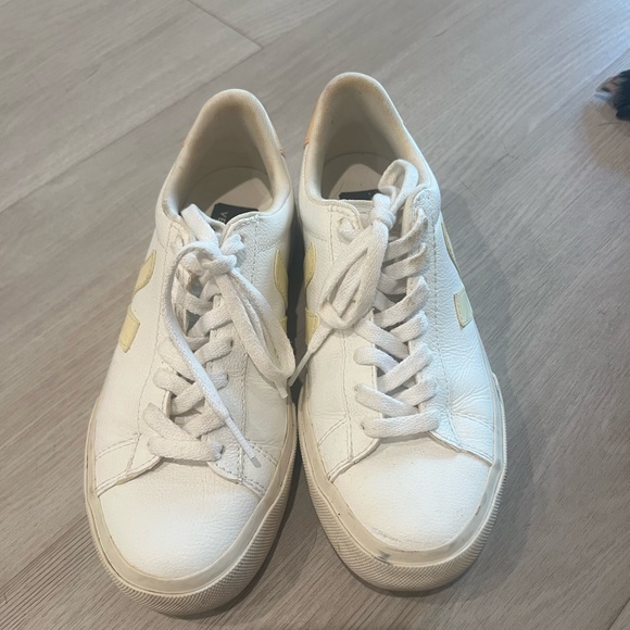 Veja White and Yellow Women's Sneakers - Picture 2 of 5